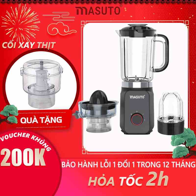 Máy Xay Sinh Tố Đa Năng Masuto 2 Cối Say Vắt Cam Đồng Thời Siêu Nhanh Nhuyễn Chỉ 10s