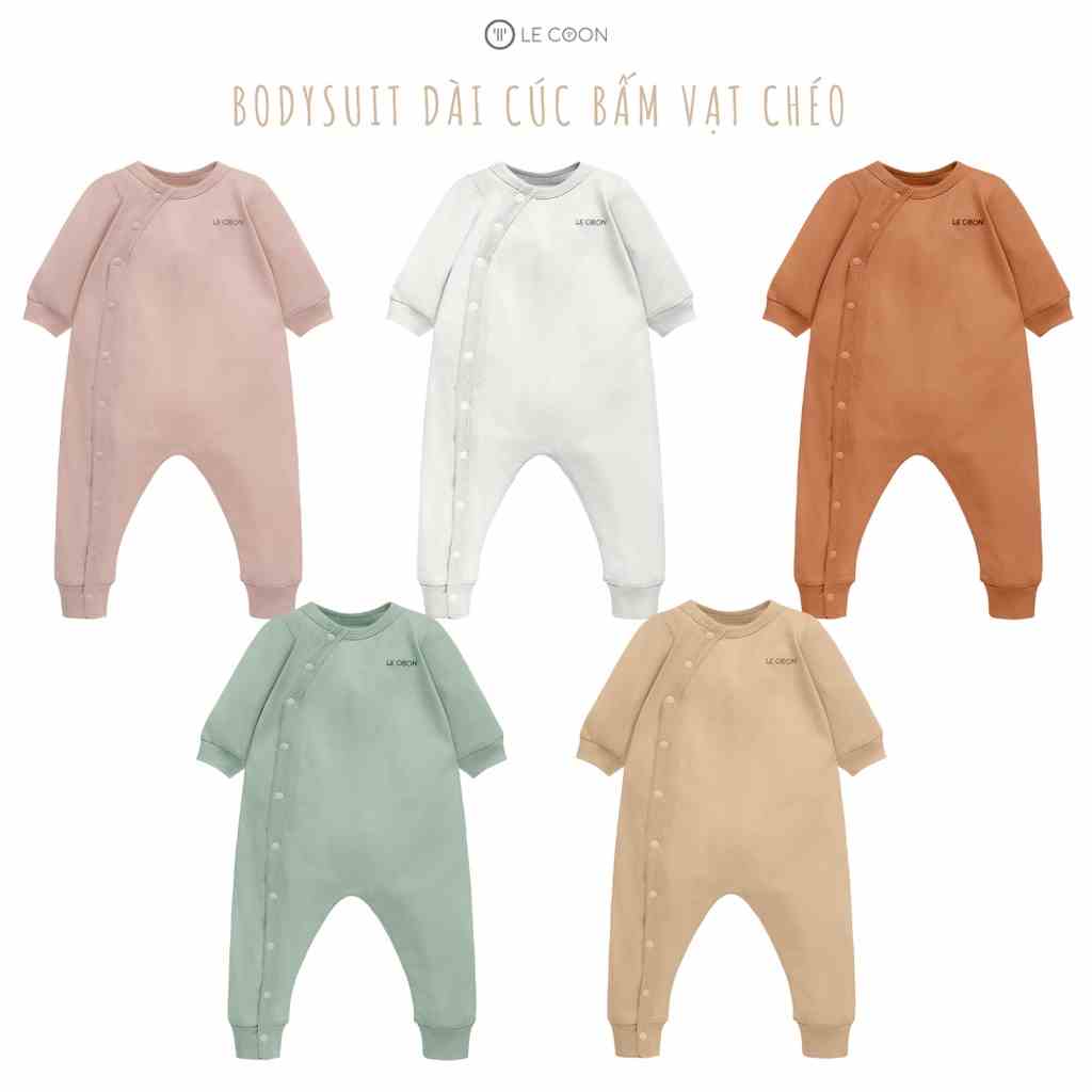 [Mã BMLT30 giảm đến 30K đơn 299K] LE COON | Bodysuit Dài Cúc Bấm Vạt Chéo | Vải COOL mỏng mát | 0-18 tháng