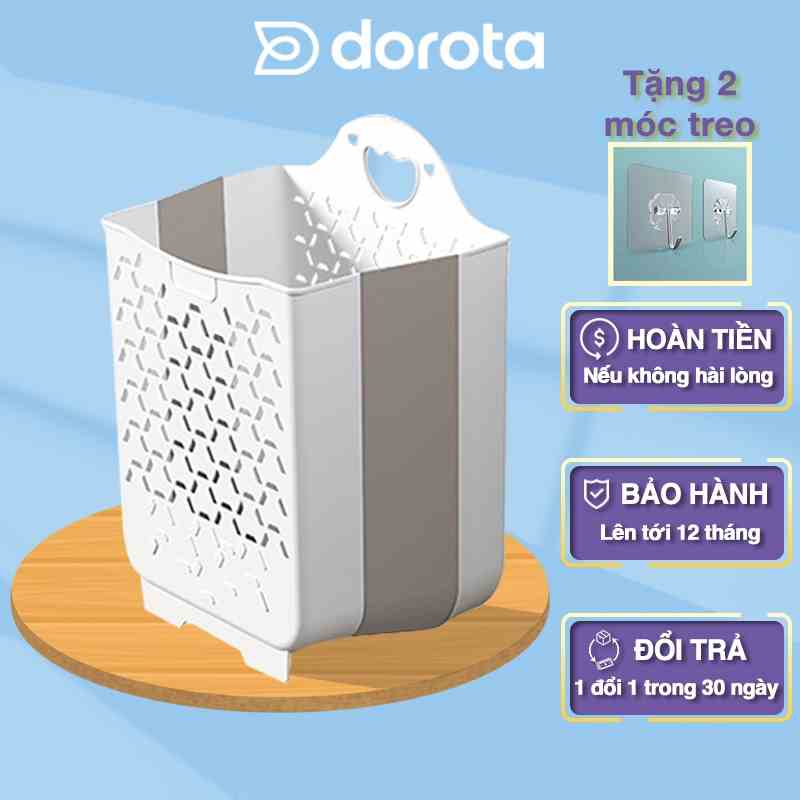 Giỏ đựng quần áo bẩn DOROTA treo đồ giặt đa năng gấp gọn có quai xách nhựa ABS cứng size lớn ATG1