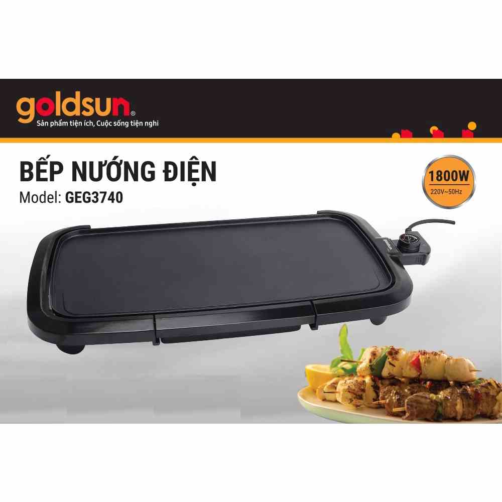 Bếp nướng điện goldsun GEG3740 không khói 1800W vỉ nướng 50x10 nhôm phủ chống dính có kèm khay hứng dầu