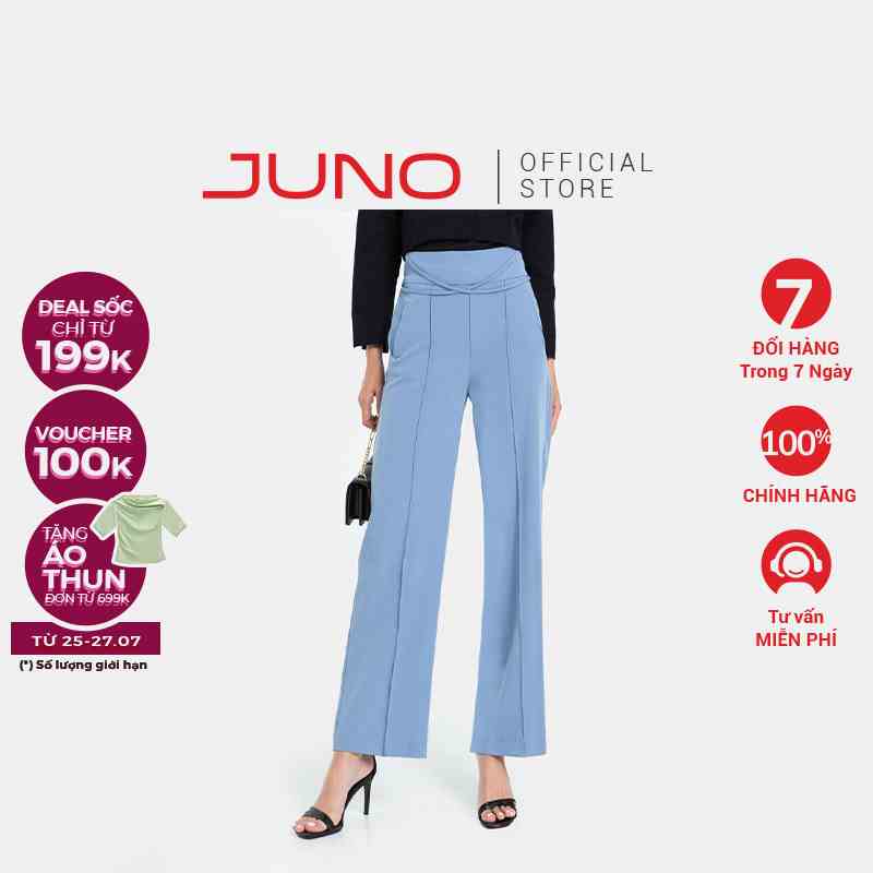 Quần Dài JUNO Dáng Suông Bảng Lưng Thắt Dây Nơ JNQDA008