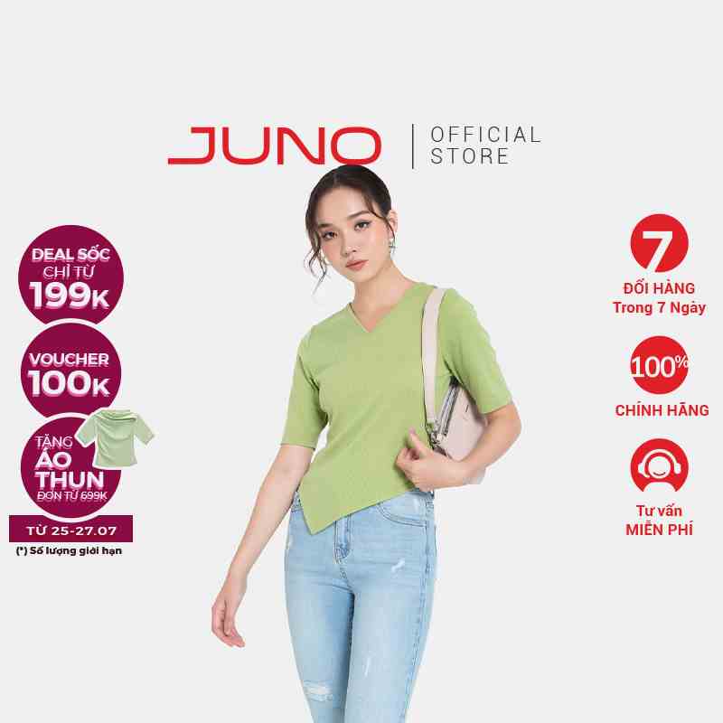 Áo Thun Nữ Thời Trang JUNO Tay Lỡ Cột Dây Nơ Sau JNATH005