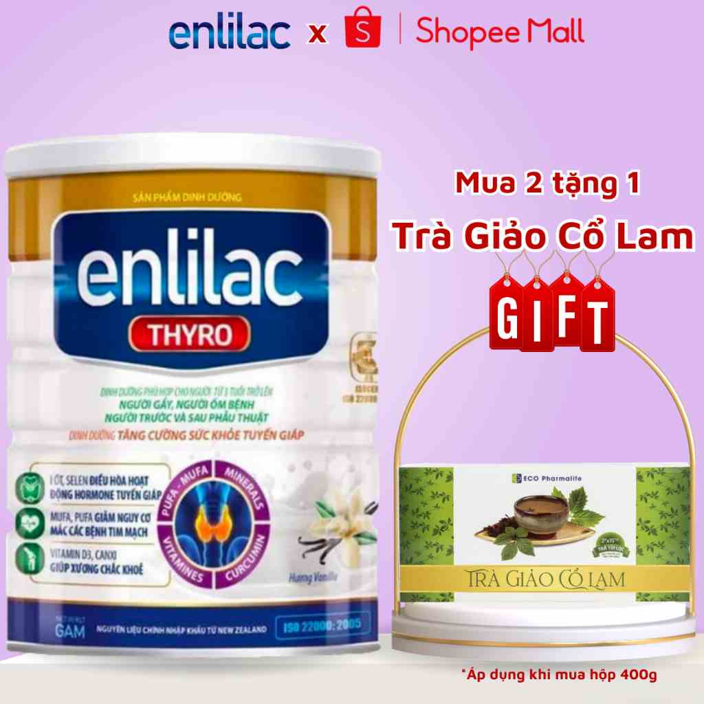 Sữa Bột Cho Bệnh Nhân Suy Giáp Enlilac Thyro Giúp Tăng Cường Sức Khoẻ Tuyến Giáp 400g/Hộp