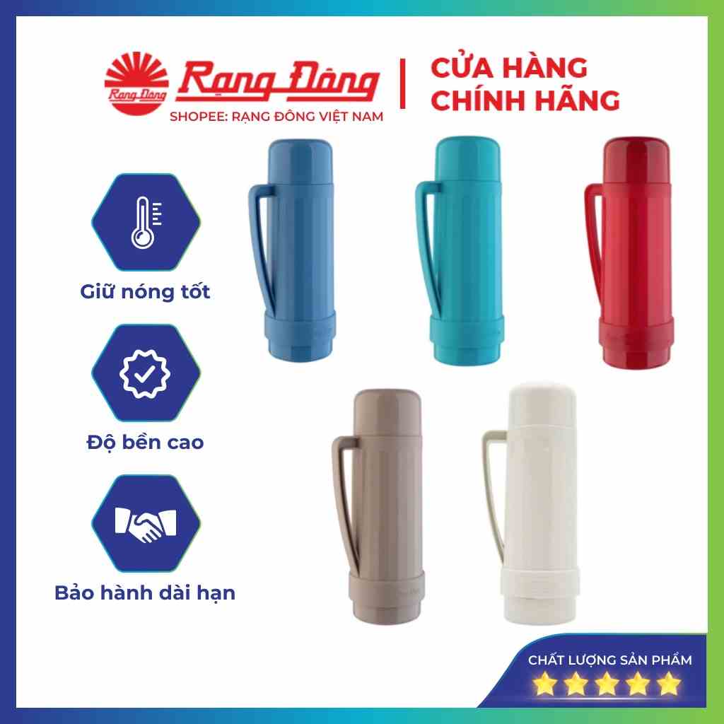 Phích nước mini Rạng Đông 1 lit giữ nhiệt cao cấp, bình giữ nhiệt cầm tay cá nhân đựng nước nóng, Model: RD 1038 N2