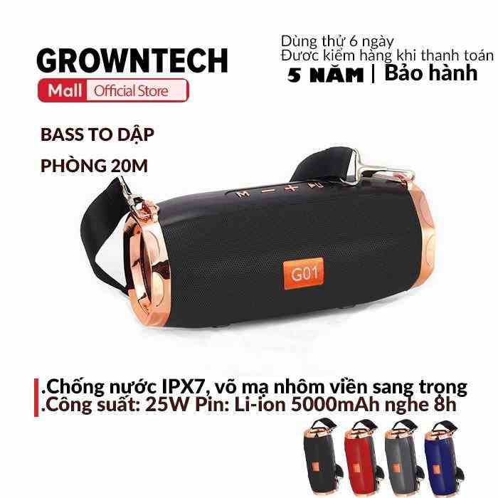 Loa bluetooth mini GrownTech KMS E61 bass mạnh hỗ trợ AUX phù hợp mọi dòng điện thoại bảo hành 24 tháng