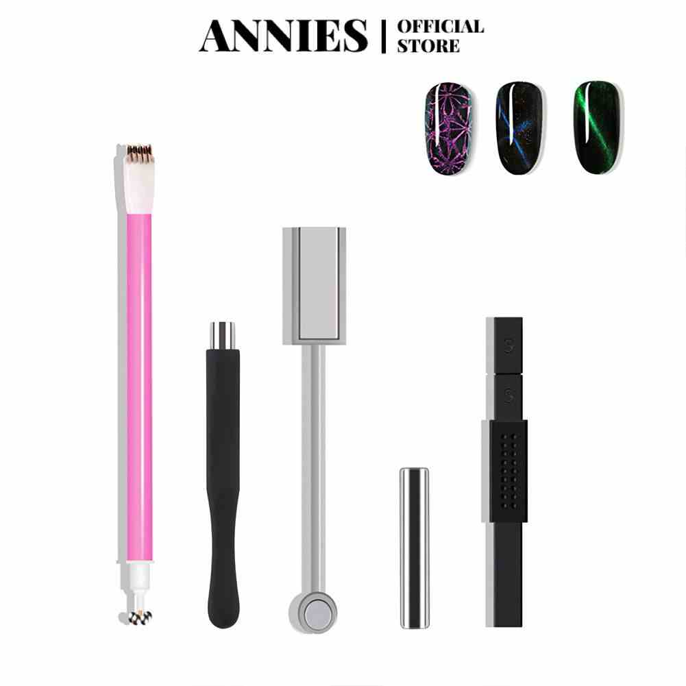 Nam châm ANNIES đen 3D hình trụ mạnh mẽ hai đầu tạo hiệu ứng mắt mèo cho keo dán trang trí móng tay nghệ thuật