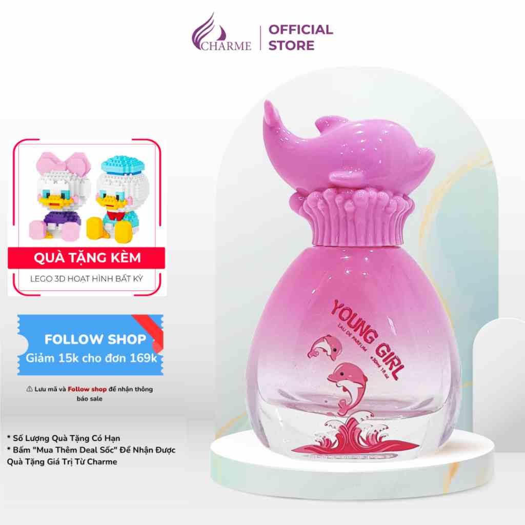 Nước hoa trẻ em, Charme Young Girl, chính hãng, hương thơm dễ chịu, nhẹ nhàng, an toàn cho bé gái, 30ml