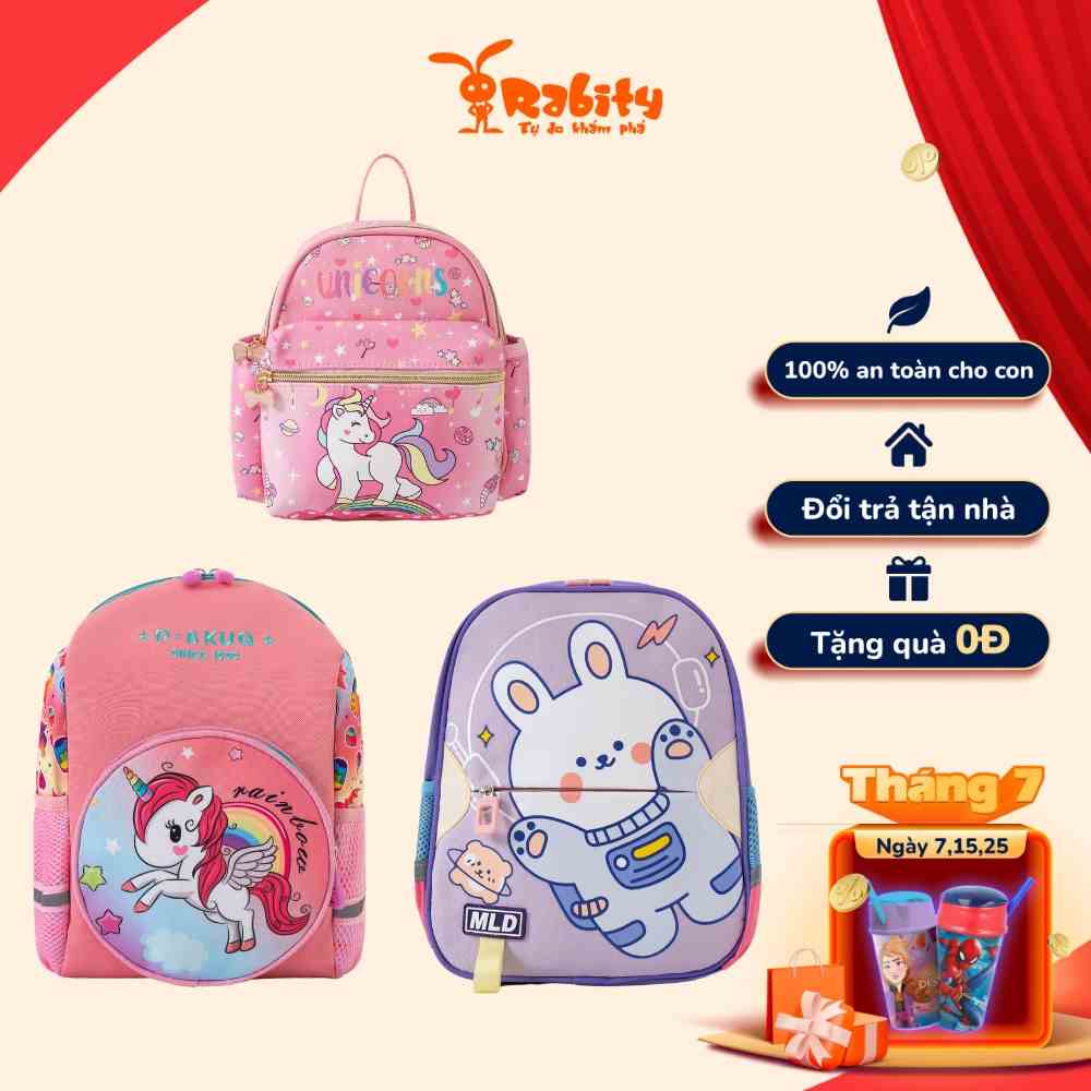 [NHẬP RABITY GIẢM ĐẾN 20K] Balo ba lô mẫu giáo cho trẻ Rabity ba lô elsa cho bé gái cao đến 30cm ngựa pony  22001