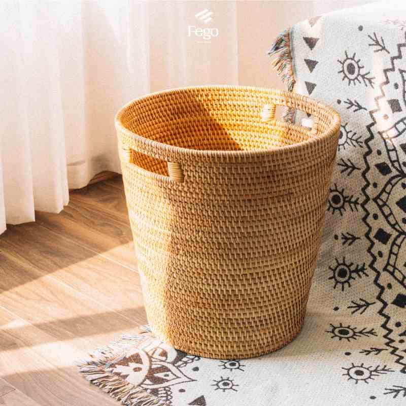 Sọt mây đan FEGO có tay cầm đựng quần áo, đồ chơi, decor sử dụng ở phòng khách, phòng ngủ