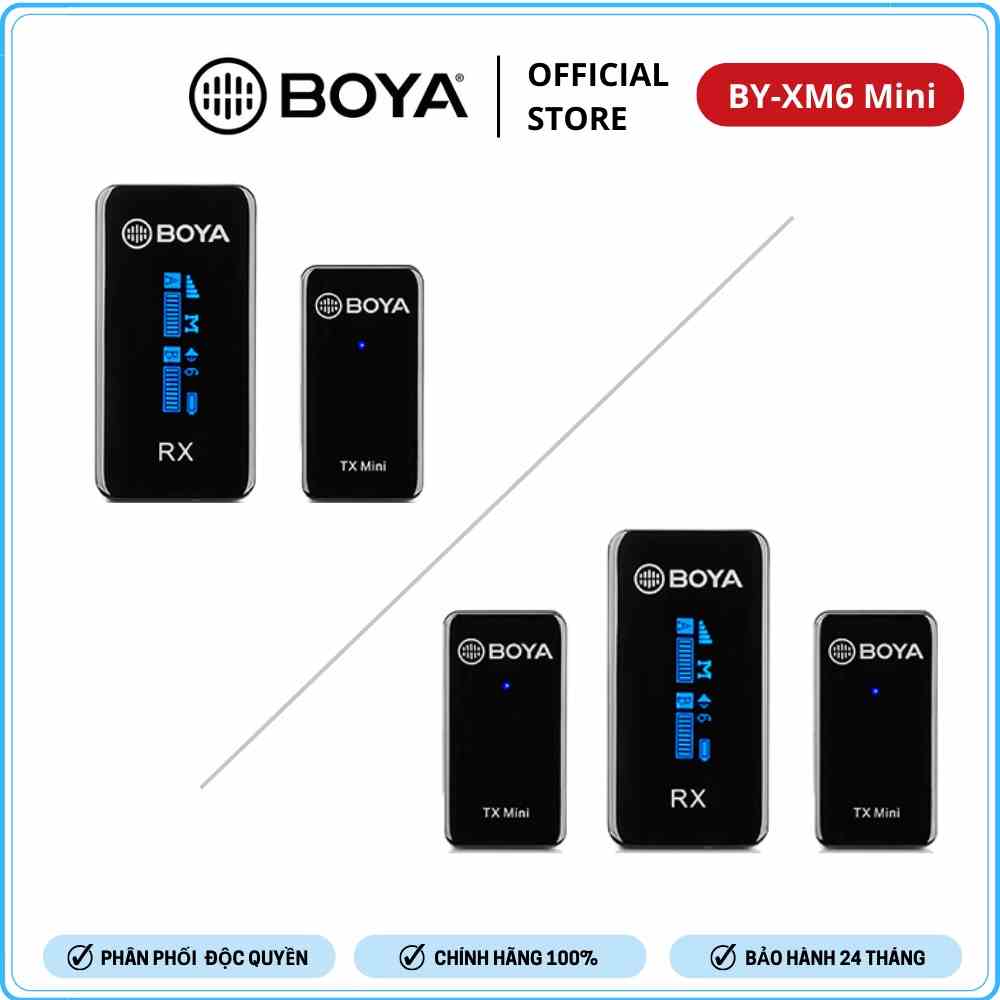 BOYA BY-XM6-S1 Mini / BY-XM6-S2 Mini - Hàng Chính Hãng - Mic Thu Âm Không Dây 2.4GHz, Cổng Thu 3.5mm, Siêu Nhỏ Gọn