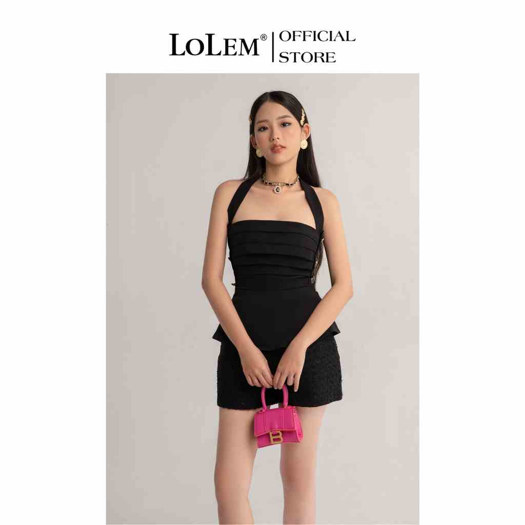 Áo peplum LOLEM AK1283 xếp ngực dây cổ vải thun lì mềm mịn