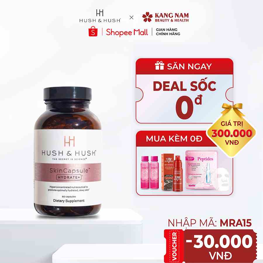 Viên uống cấp ẩm Hush & Hush SkinCapsule Hydrate+ 60 viên