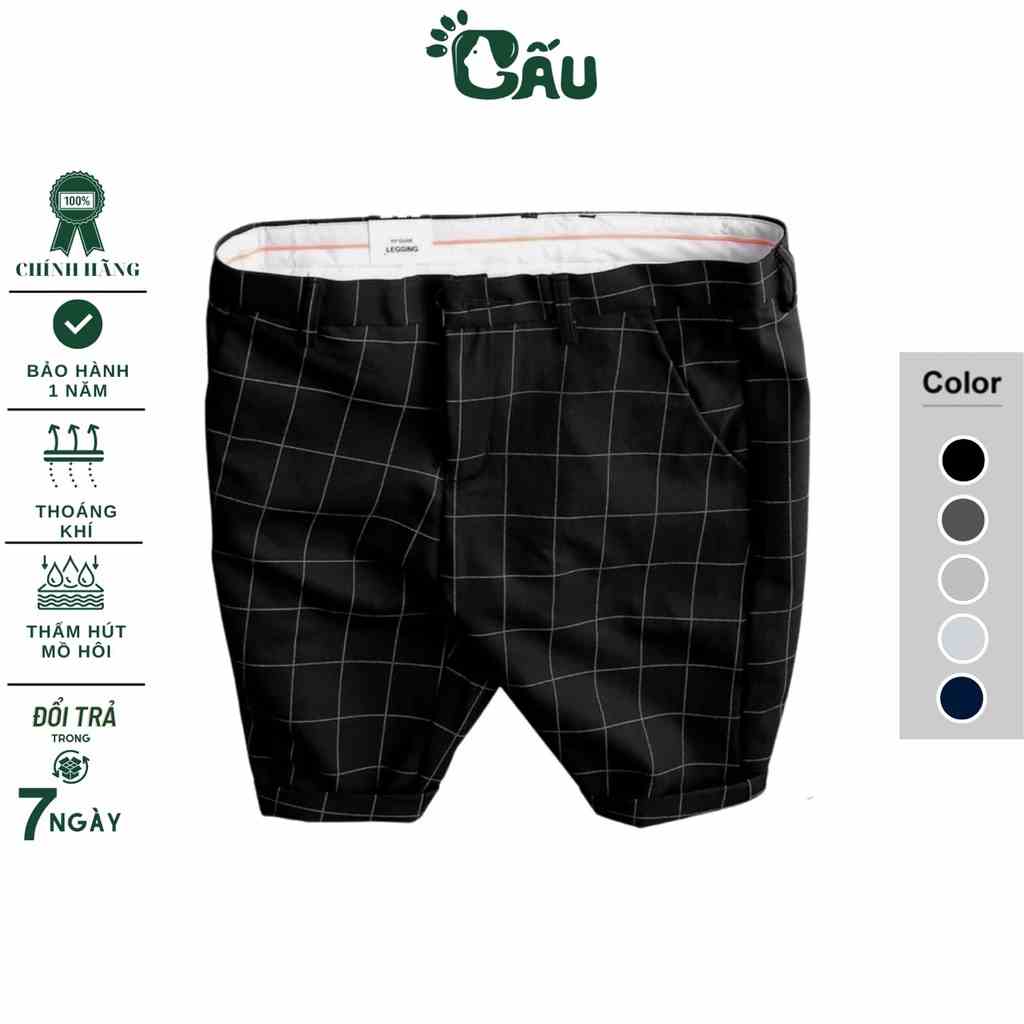 Quần short tây nam Gấu 194 vải âu mềm mịn, co dãn nhẹ - form slimfit [ Có Big Size ] - SHORT Sọc Caro