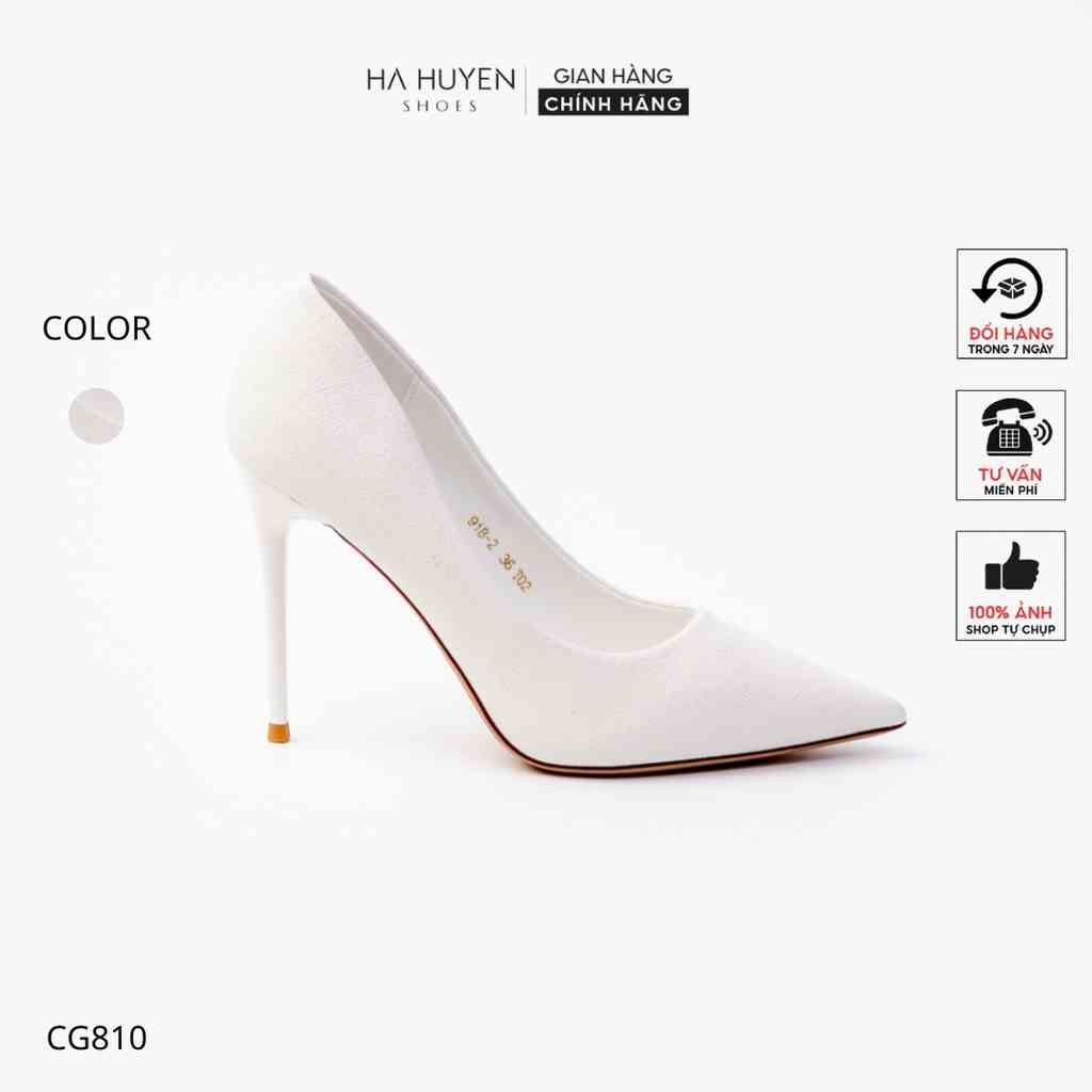 [Mã BMLTB200 giảm đến 100K đơn 499K] Giày cao gót nữ giày cưới Hà Huyền Shoes vân nhũ mũi dài 10 phân - CG810