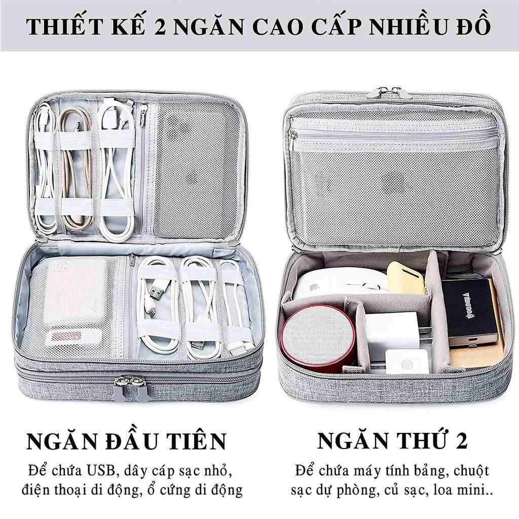 Túi Đựng Phụ Kiện Điện Thoại 2 Ngăn Lớn Cải Tiến Nhiều Ngăn Chống Nước, Chống Sốc Chính Hãng dododios