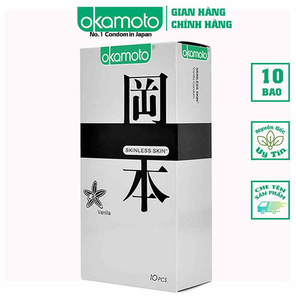 [Mã BMLTB35 giảm đến 35K đơn 99K] Bao Cao su Okamoto Skinless Skin Vanilla Hộp 10 Cái