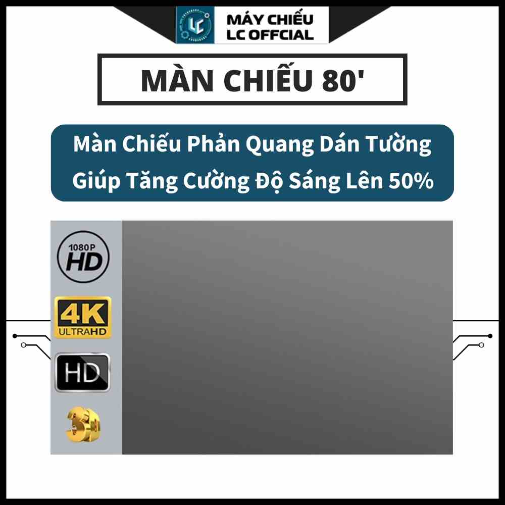 Màn Chiếu Phản Quang Dán Tường 100-inch Dùng Để Tăng Độ Sáng Hình Ảnh Cho Máy Chiếu