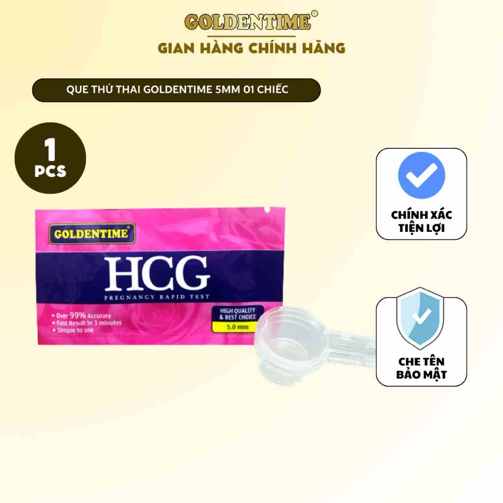 [Mã BMLTB200 giảm đến 100K đơn 499K] Que thử thai GOLDENTIME HCG 5mm chính xác 99,9%