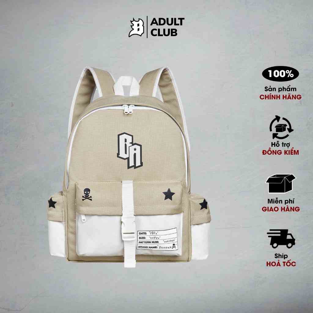 Balo đi học Banawa nam nữ unisex hoạ tiết caro có ngăn đựng laptop - Statement Backpack VER2 - Màu Beige