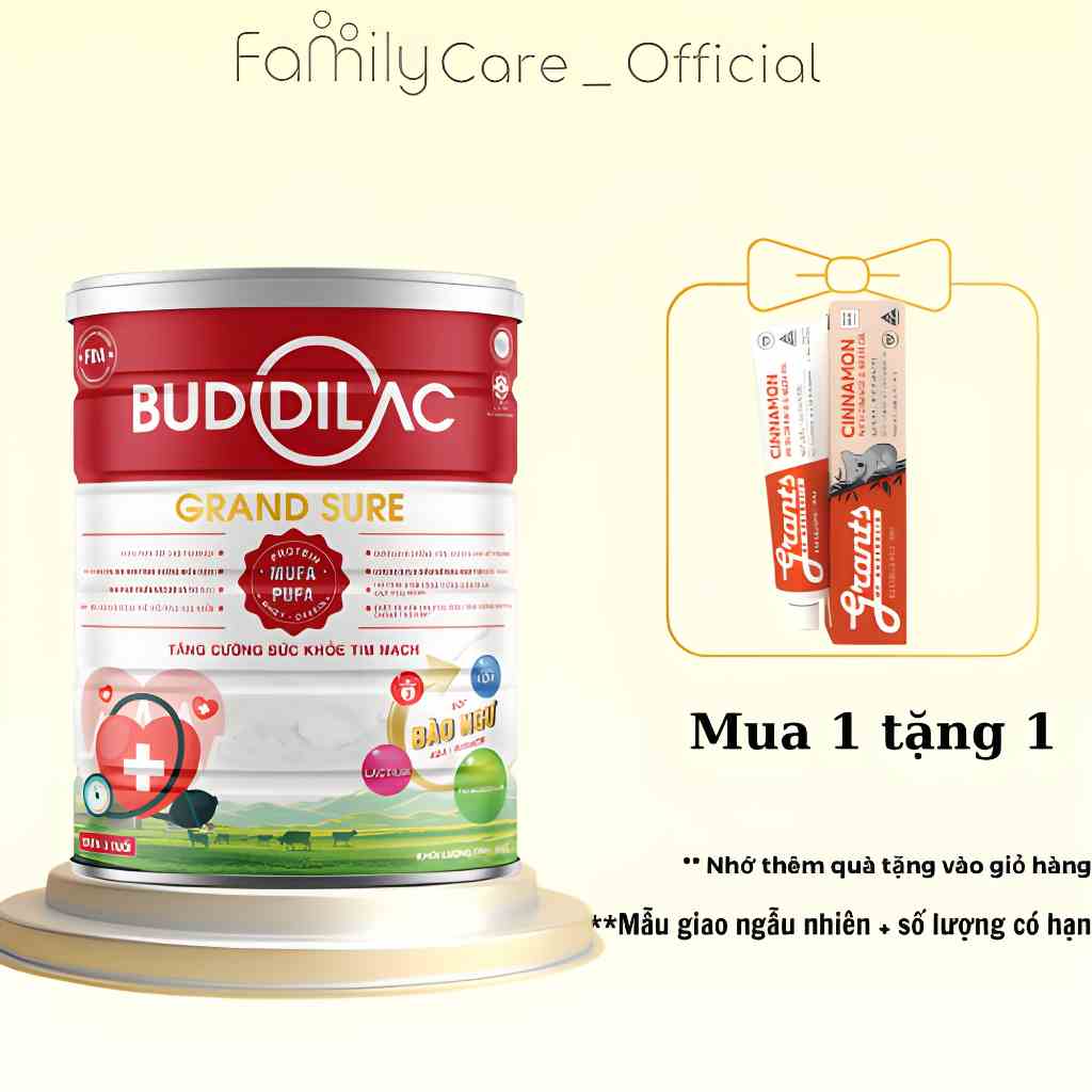 Sữa Bột Buddilac Grand Sure Hộp 900g Cho Người Tim Mạch, Hỗ Trợ Giảm Cholesterol Tăng Cường Sức Khỏe