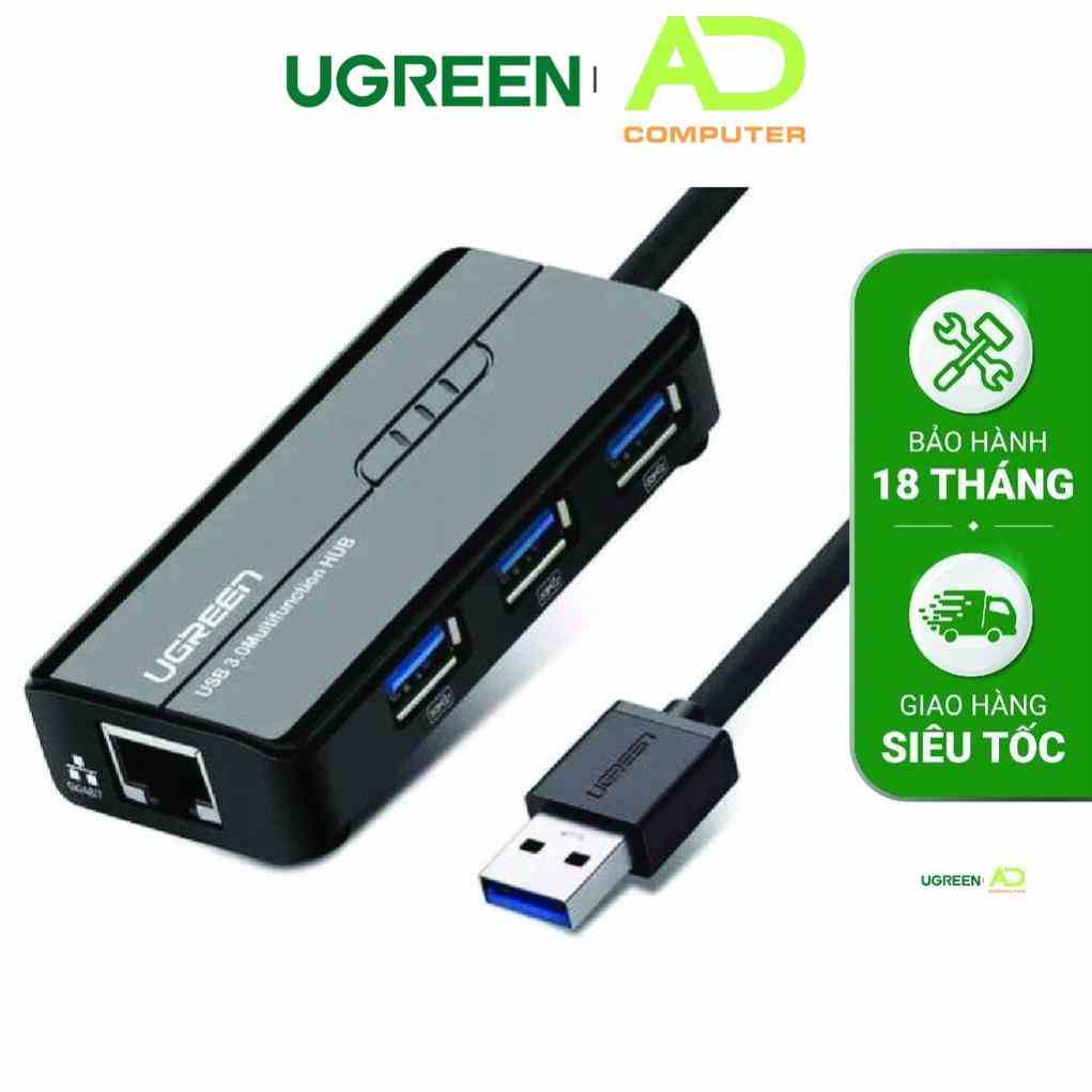 [Mã BMLTB35 giảm đến 35K đơn 99K] Cáp Chuyển USB 2.0 sang Lan 10/100Mbps tích hợp Hub USB 2.0 3 cổng UGREEN CR103 20264