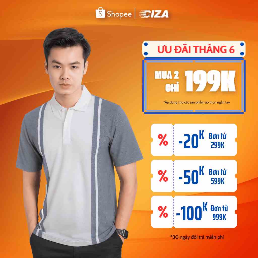 Áo phông polo nam CIZA basic vải co giãn thấm hút phong cách trẻ trung năng động form rộng size S M L XL APNR66