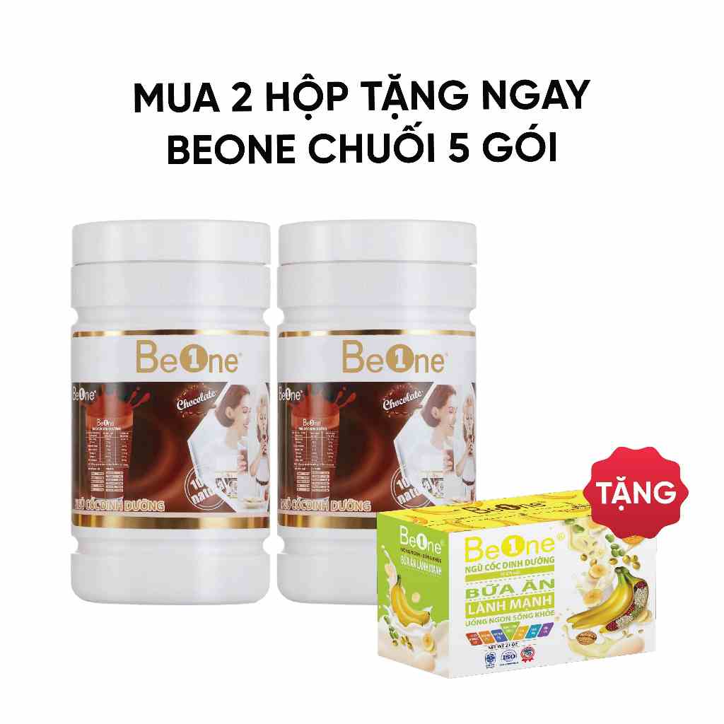 Combo 2 hộp Bột ngũ cốc dinh dưỡng BEONE giảm cân, tăng cân, lợi sữa Vị chocolate hộp 500gr