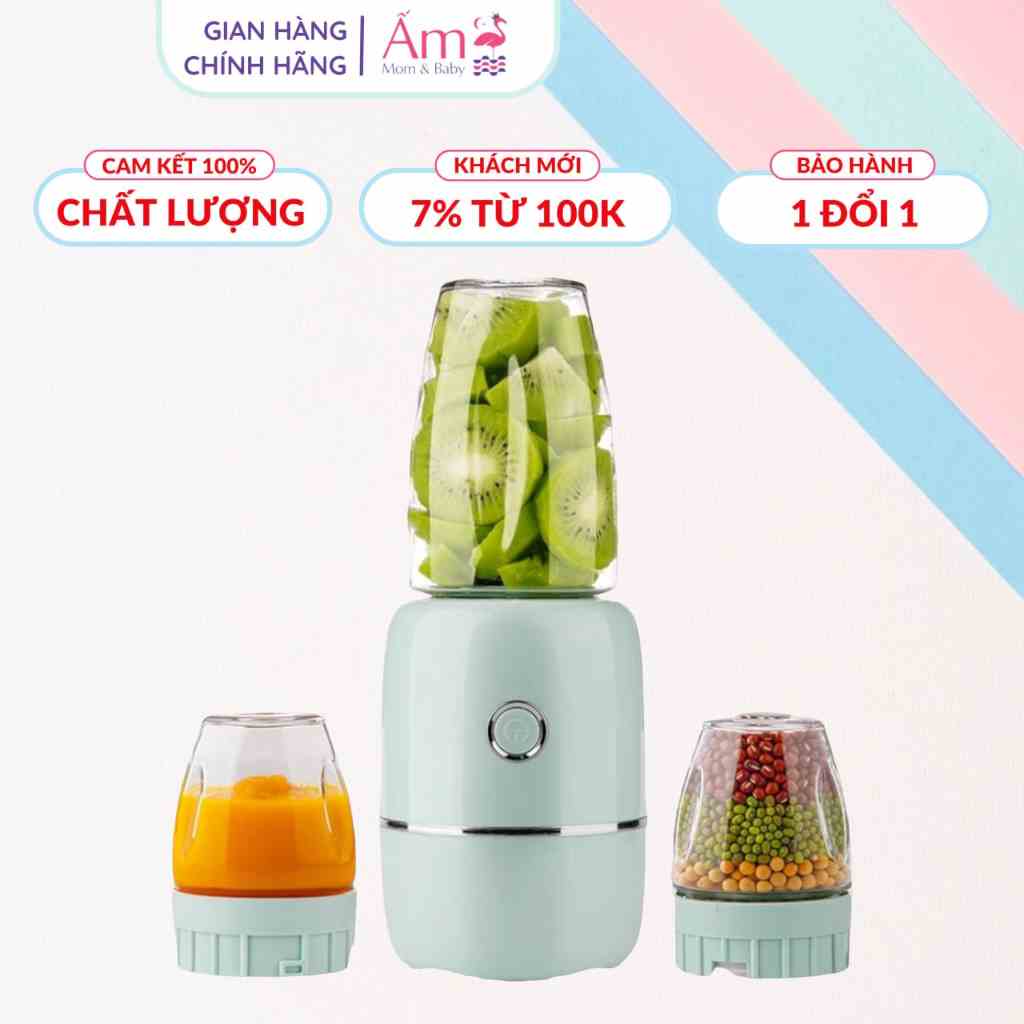 Máy Xay Đa Năng 3 Cối Thủy Tinh Chế Biến Đồ Ăn Dặm Cho Bé Ấm Baby Bảo Hành 6 Tháng Ấm Gift Decor