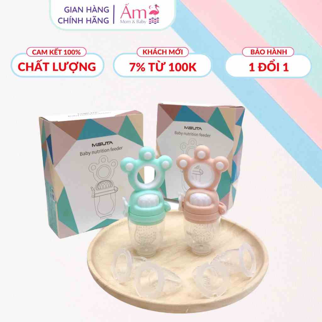 Túi Nhai Ăn Dặm Cao Cấp Misuta Cho Bé Ấm Baby Đầu Silicon Siêu Mềm Ấm Gift Decor