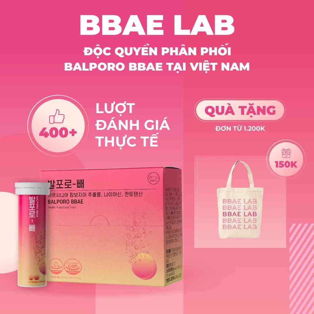 Viên sủi giảm cân chuyển hóa mỡ thừa Balporo BBae chính hãng Hàn Quốc 10 viên/lọ, độc quyền VN bởi BBae Lab