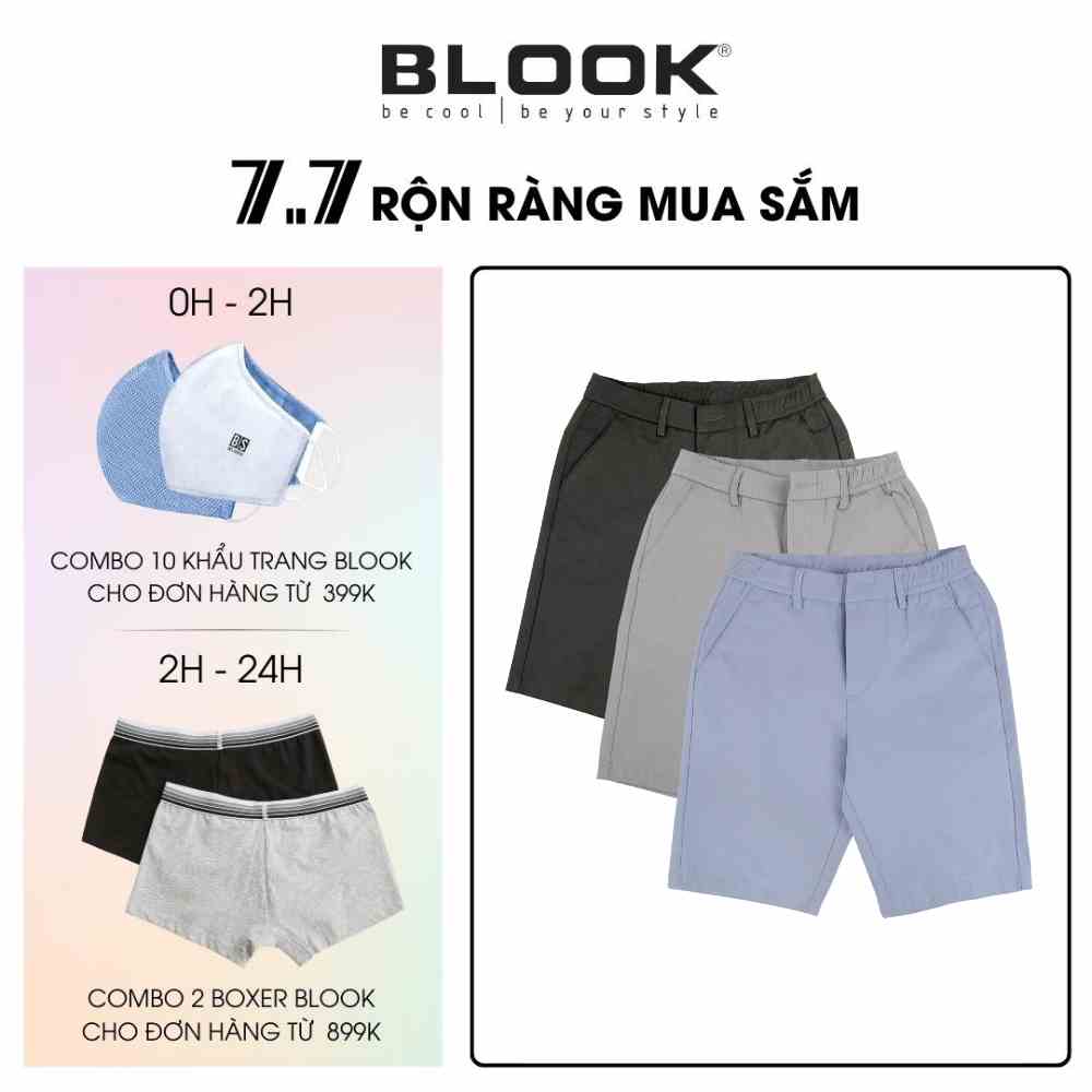 Quần short kaki nam BLOOK chất vải kaki mềm mịn phom lửng ngang gối 30058