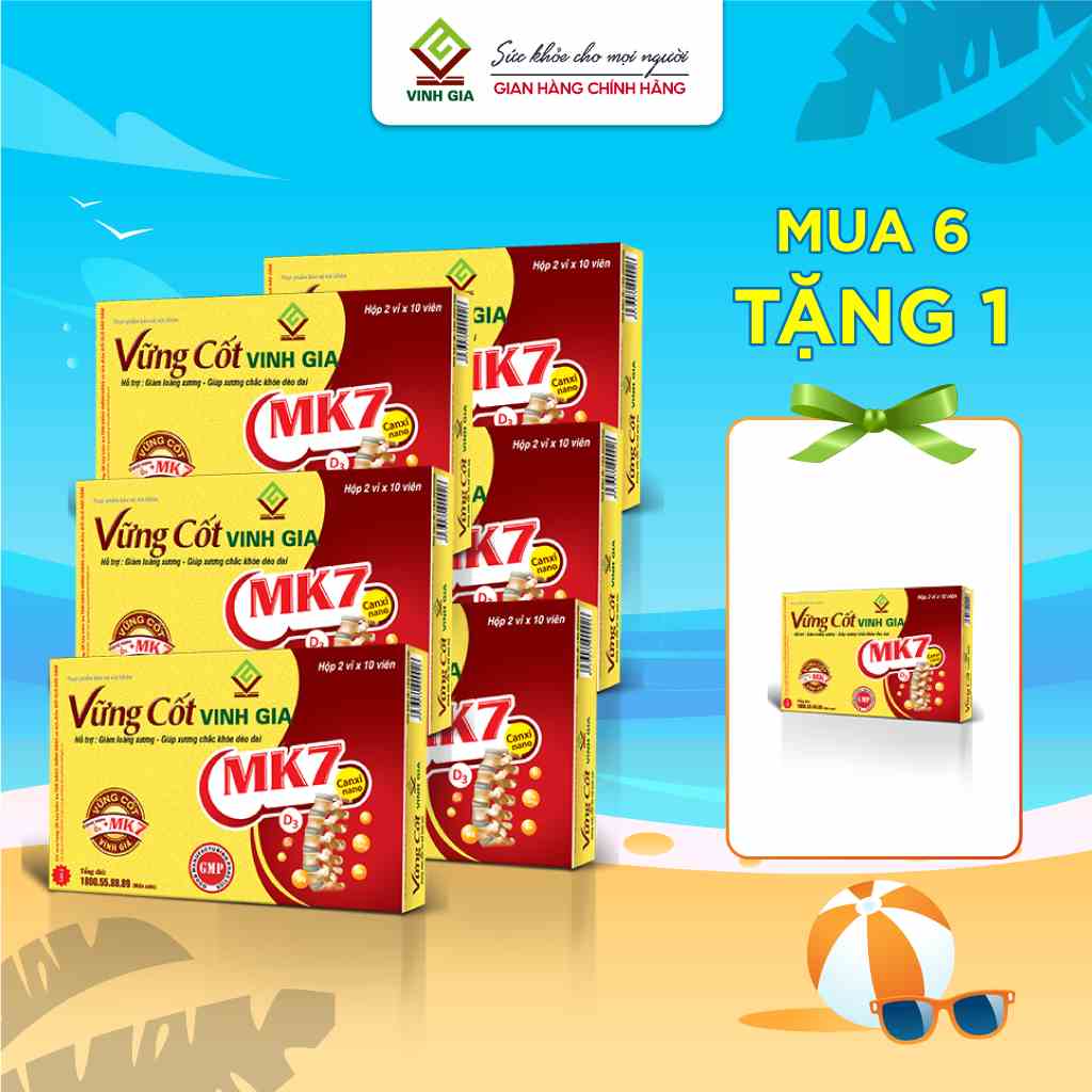 [Combo 6 Tặng 1] Vững Cốt VINH GIA Bổ Sung Canxi Và Dưỡng Chất Giúp Xương Chắc Khỏe, Giảm Loãng Xương - Hộp 20 Viên