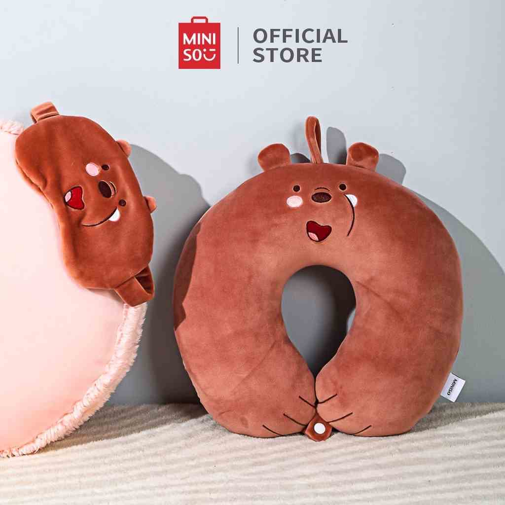 Gối chữ U kèm bịt mắt gối kê cổ Miniso x We Bare Bears chống mỏi vai gáy mềm mại