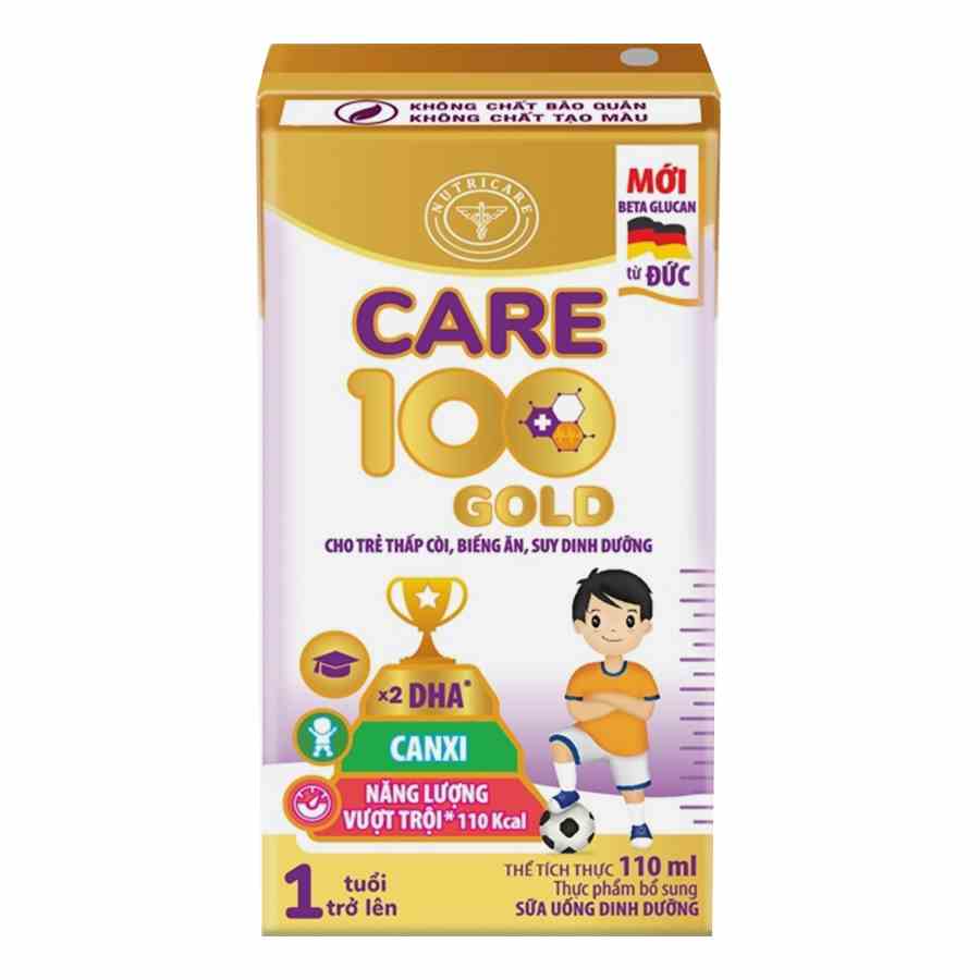 Thùng sữa nước Nutricare Care 100Gold (110ml x 48 hộp) - cho trẻ thấp còi biếng ăn suy dinh dưỡng