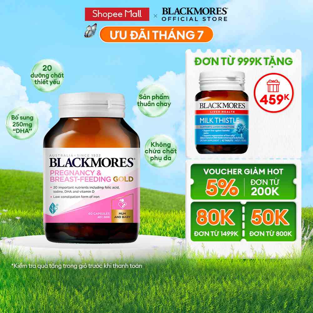 Vitamin Tổng Hợp Cho Bà Bầu và Mẹ Cho Con Bú Blackmores Pregnancy & Breast-Feeding Gold Lọ 60 Viên