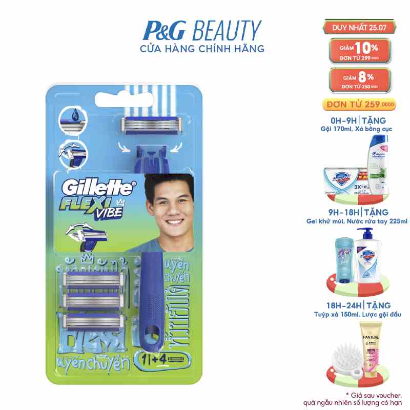 Dao Cạo Râu GILLETTE Flexi Vibe Hộp 1 Cán Dao Và 4 Lưỡi