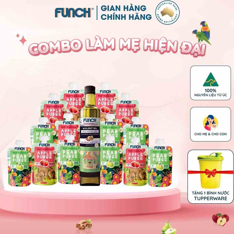 [Mã BMLTA35 giảm đến 35K đơn 99K] Combo 14 Túi Trái Cây Nghiền Ăn Dặm 120g Tặng 1 Bình Nước Tupperware 1 Lít