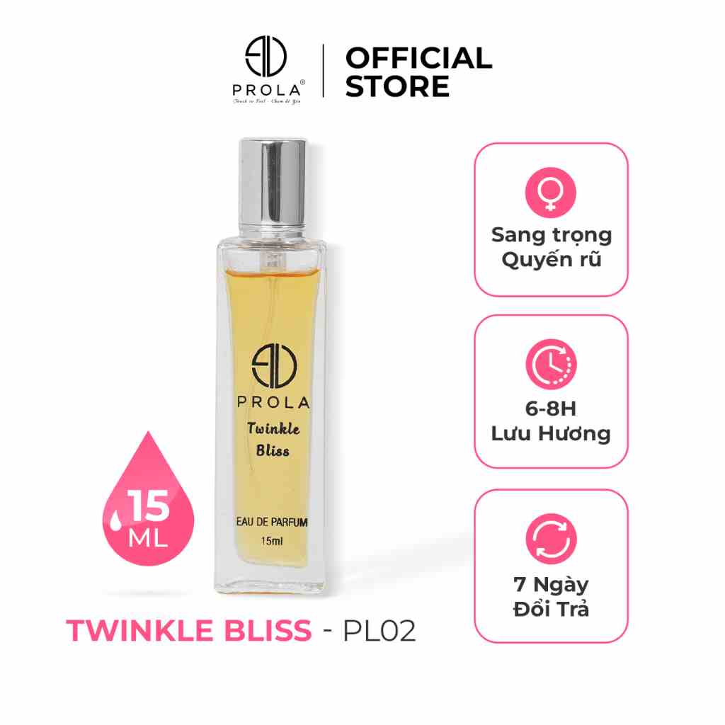 Nước hoa nữ PROLA Twinkle Bliss nữ tính, ngọt ngào, quyến rũ thích hợp đi hẹn hò PL02 - Dạng xịt 15ml