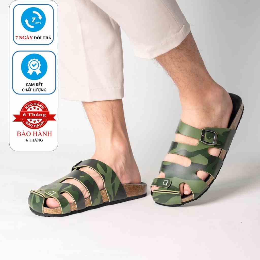 [Bản giới hạn] Rọ - Dép Birken Đế Trấu BIOLINE Camo Rằn Ri Unisex Nam nữ Quai Rọ Lưới Da PU cao cấp