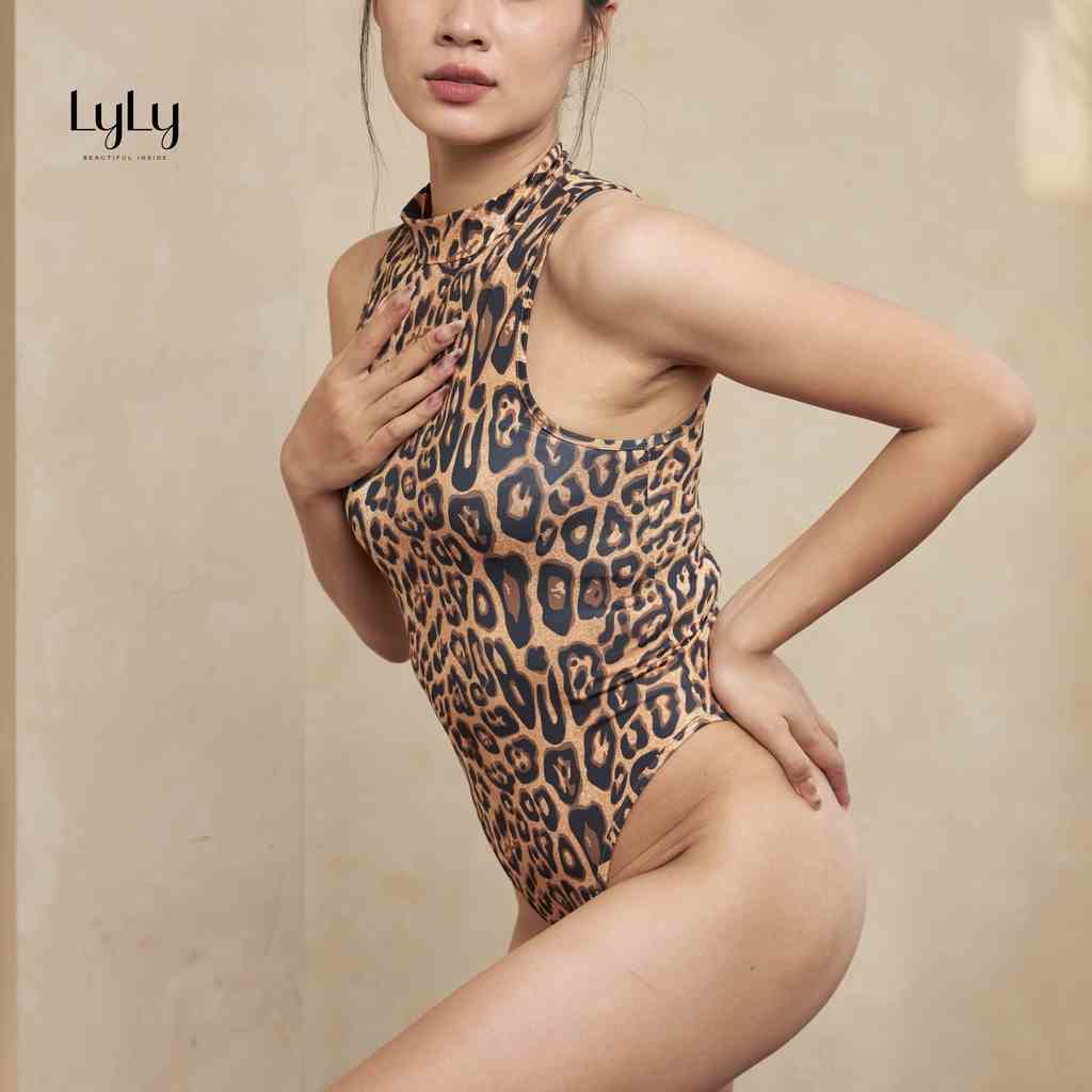 [Mã BMLTB35 giảm đến 35K đơn 99K] Bodysuit nữ họa tiết da báo LyLy JM073 áo liền thân sát nách ôm body thun co giãn