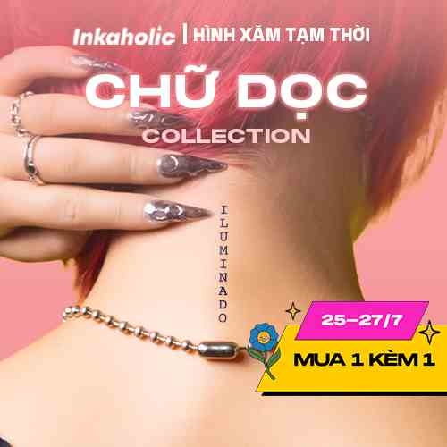 [CHỮ DỌC COLLECTION] Hình xăm dán tạm thời 15 ngày Inkaholic, xăm giả đẹp & ngầu y xăm thật, chống nước 100