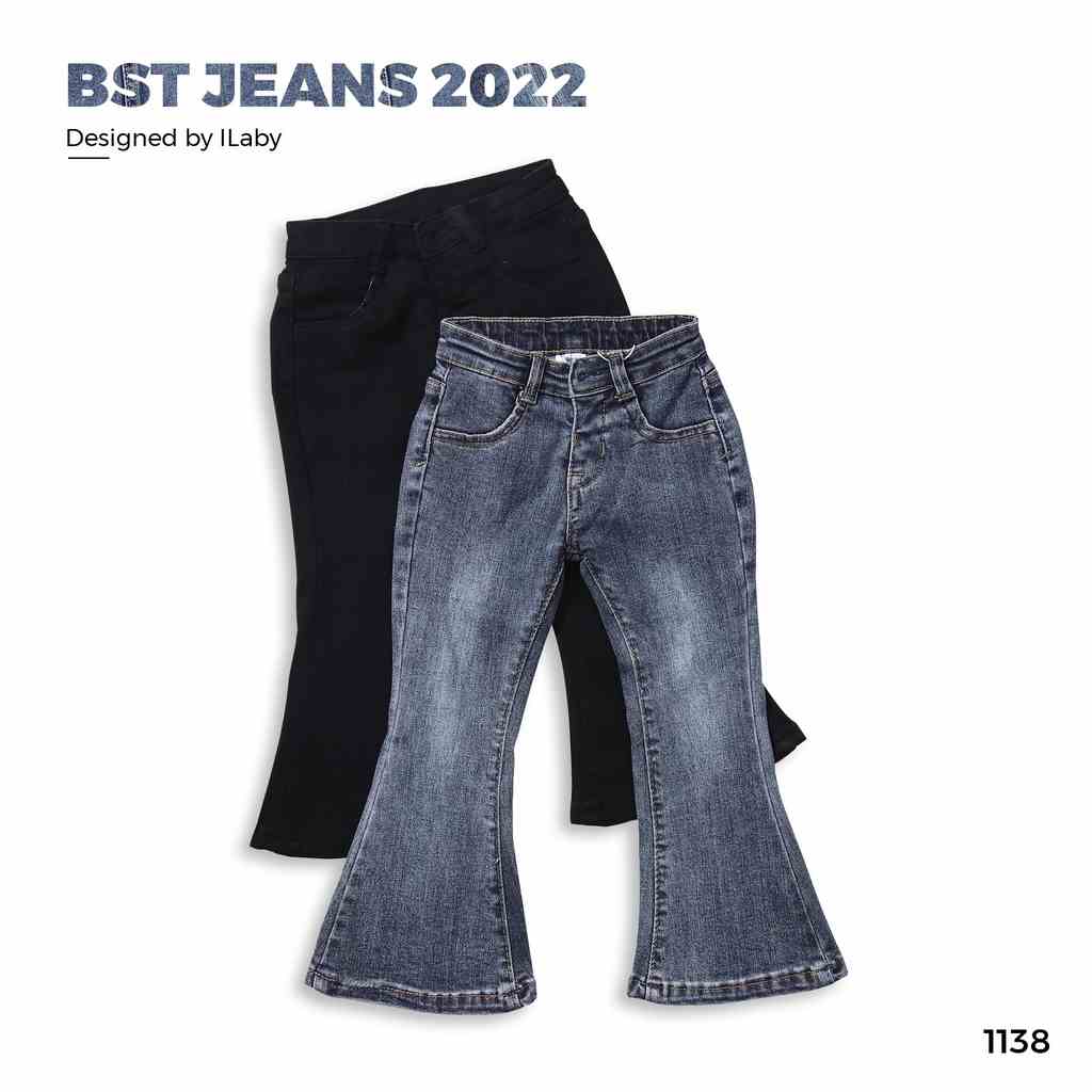 Quần jean ống loe bé gái ILABY chất liệu jean [31IG1138I2DL]