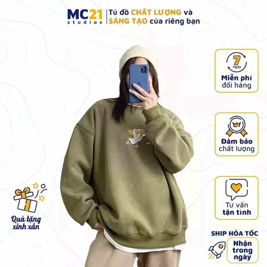 Áo sweater oversize MC21.STUDIOS nam nữ Unisex form rộng Ulzzang Streetwear Hàn Quốc chất nỉ lót bông cao cấp A3413