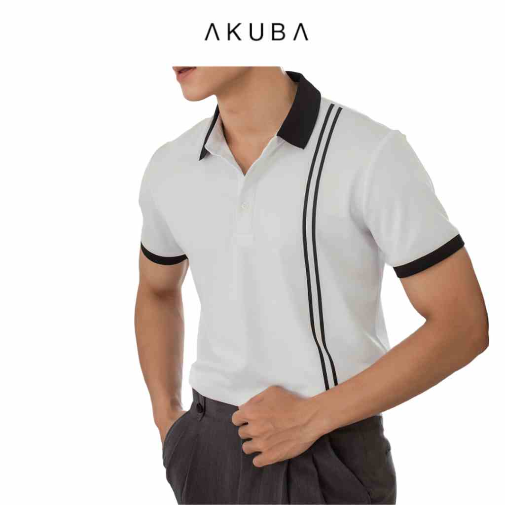 Áo polo nam vải cá sấu cotton AKUBA form slimfit, chất liệu thoáng mát, mềm mại, thấm hút mồ hôi tốt | 01J0589