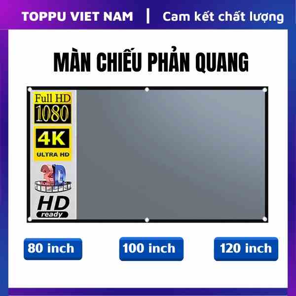 Màn chiếu phản quang chuyên dụng cho máy chiếu gấp gọn tiện dụng 80 inch, 100 inch, 120 inch