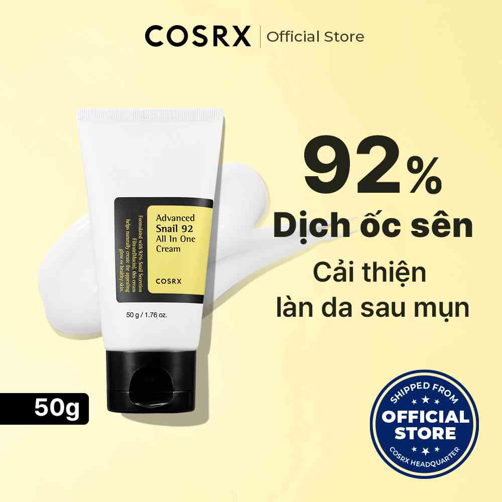 [COSRX OFFICIAL] Kem dưỡng ốc sên COSRX dạng tuýp 100g/50g với 92% dịch ốc sên