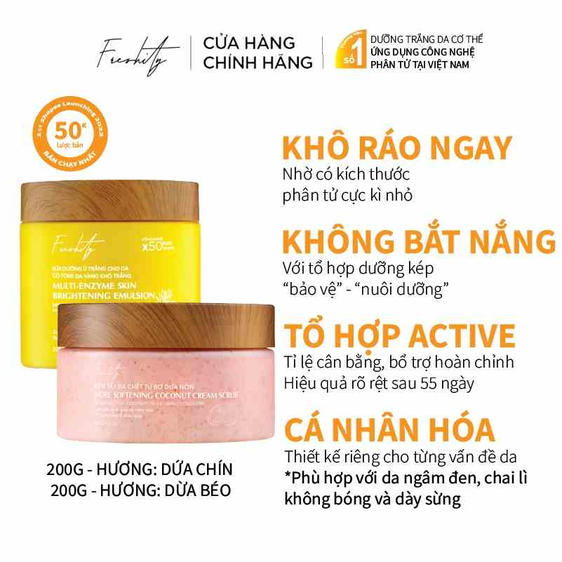 Bộ sản phẩm chăm sóc da mạnh mẽ Freshity dành cho da chai lỳ, dày sừng