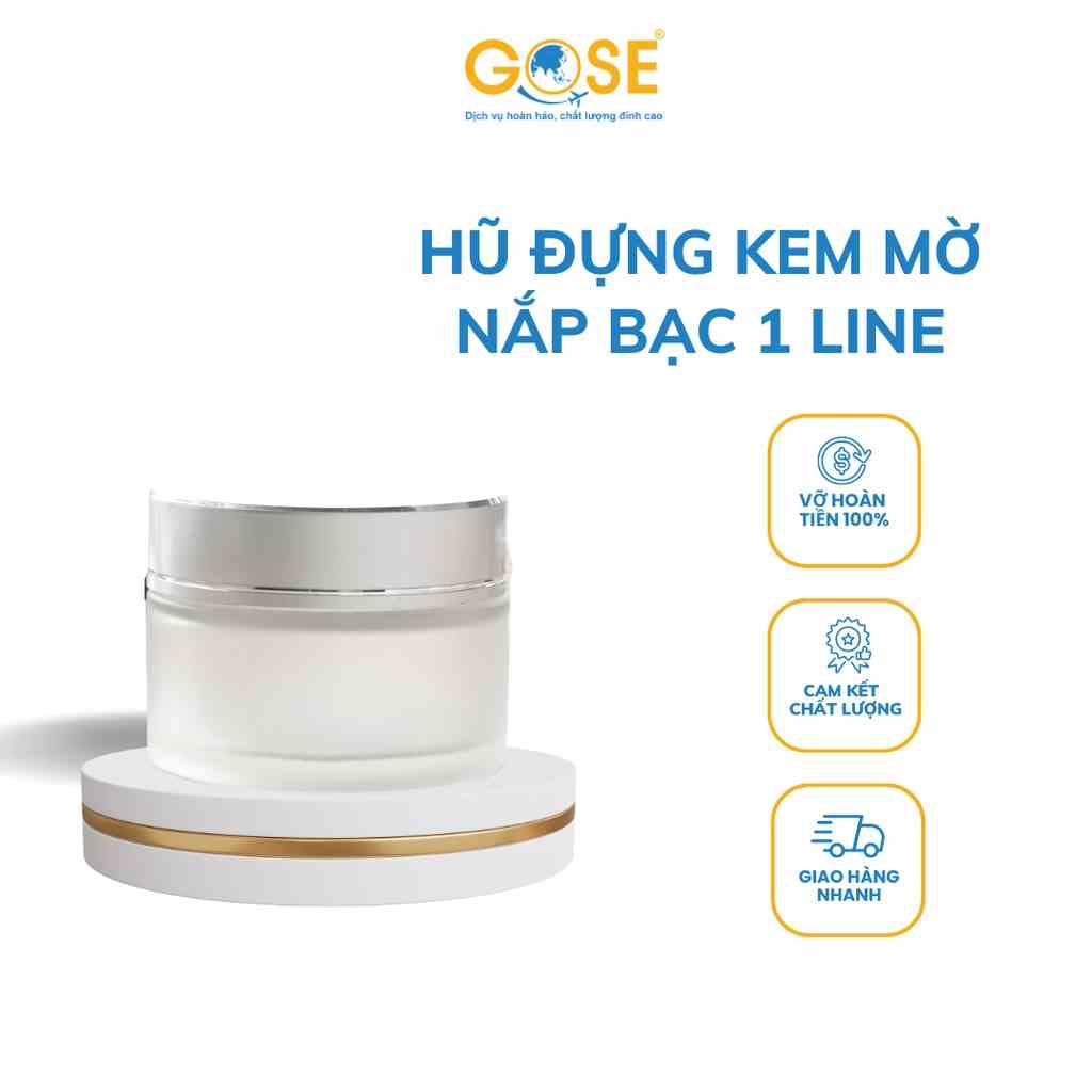 [Mã BMLTB35 giảm đến 35K đơn 99K] Hũ thủy tinh mờ đựng kem GOSE bộ chiết mỹ phẩm nắp bạc 1 line kèm đệm lót