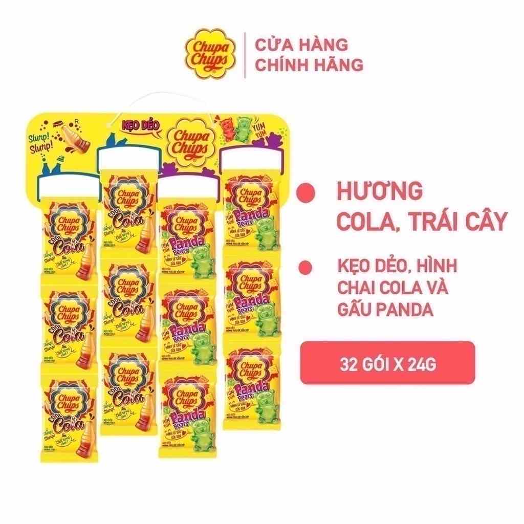 Kẹo Dẻo Chupa Chups gấu Panda và Cola (32 gói nhỏ 24g)