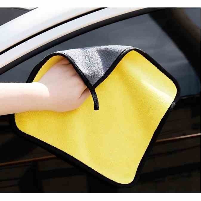 Khăn Lau Xe Ô Tô, Lau Đa Năng Màu Vàng Xám Siêu Thấm 30x30cm Chất Liệu Microfiber Chính Hãng miDoctor